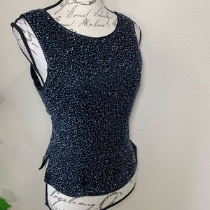 Lawrence Kazar Black Beaded Silk Tank Dress Top